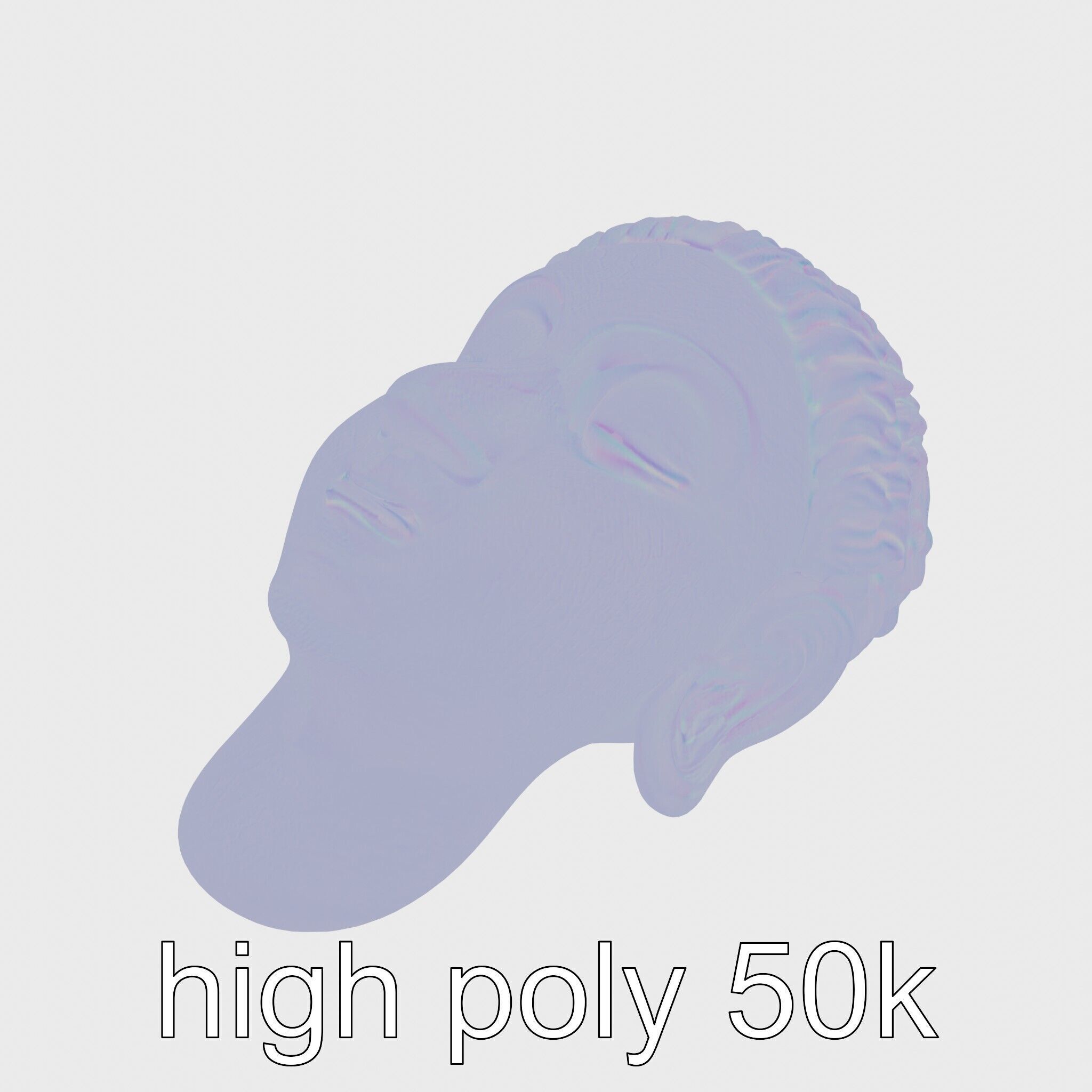 Serene Face Profile Sculpture for Meditation Environments Low-poly 3D model_16