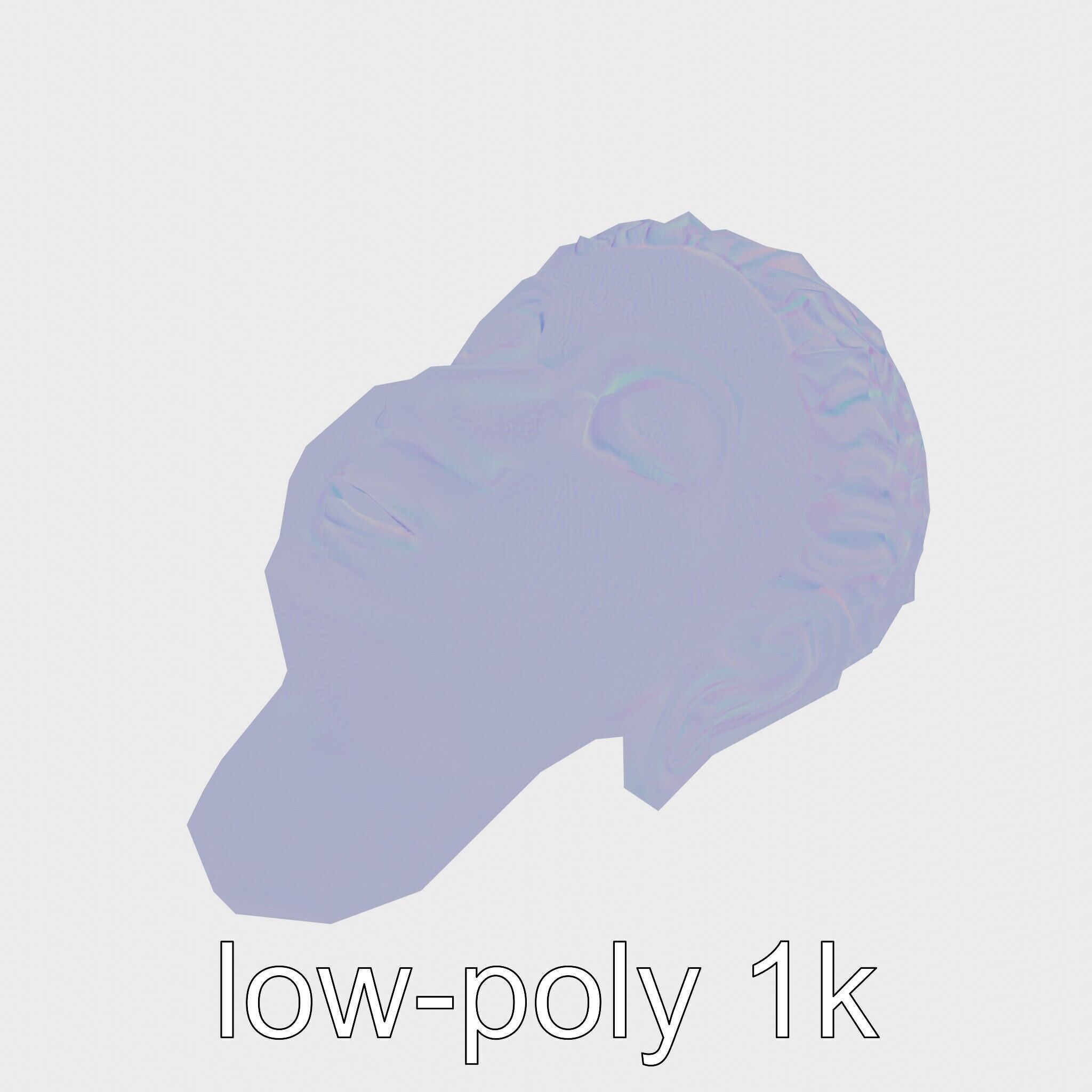 Serene Face Profile Sculpture for Meditation Environments Low-poly 3D model_24