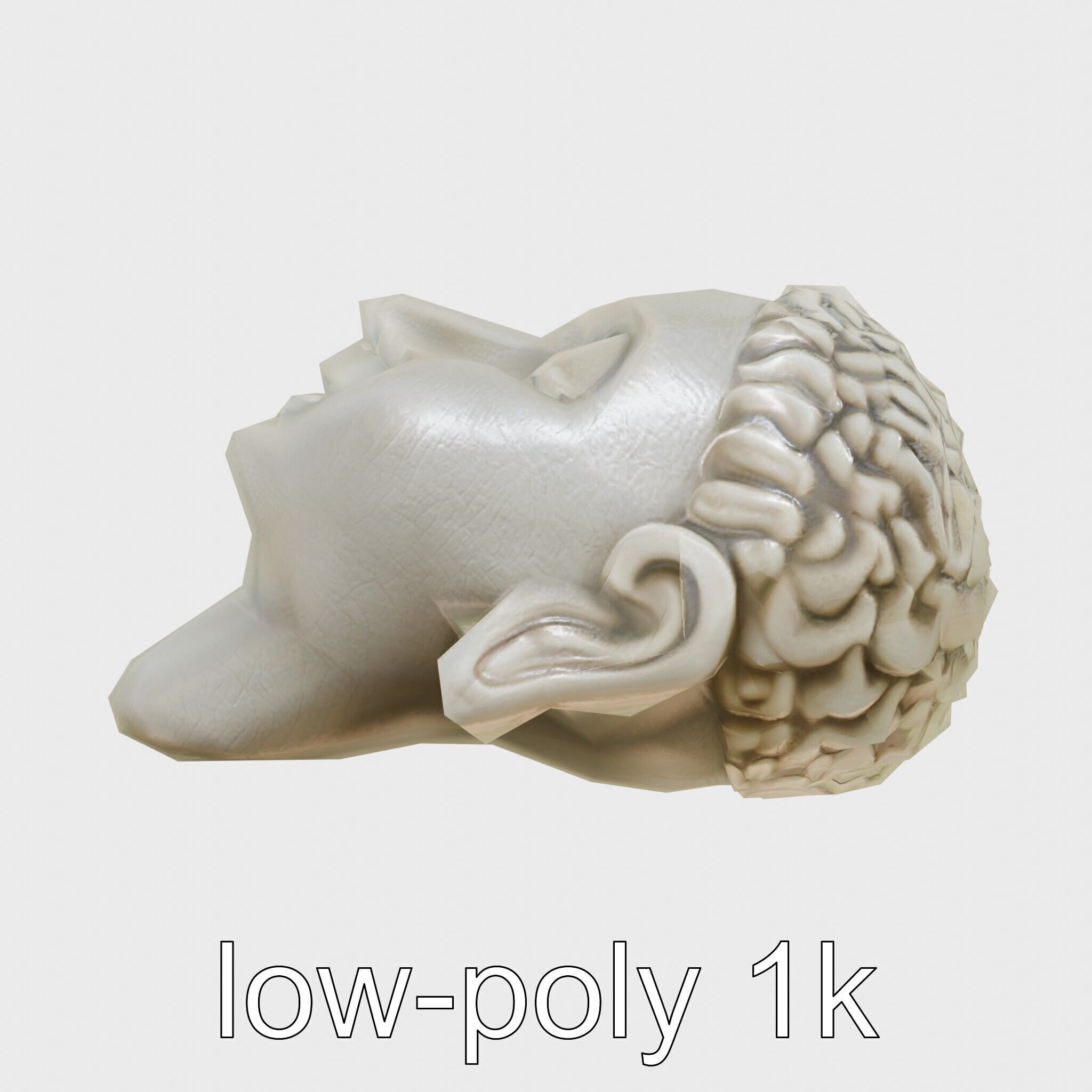 Serene Face Profile Sculpture for Meditation Environments Low-poly 3D model_7