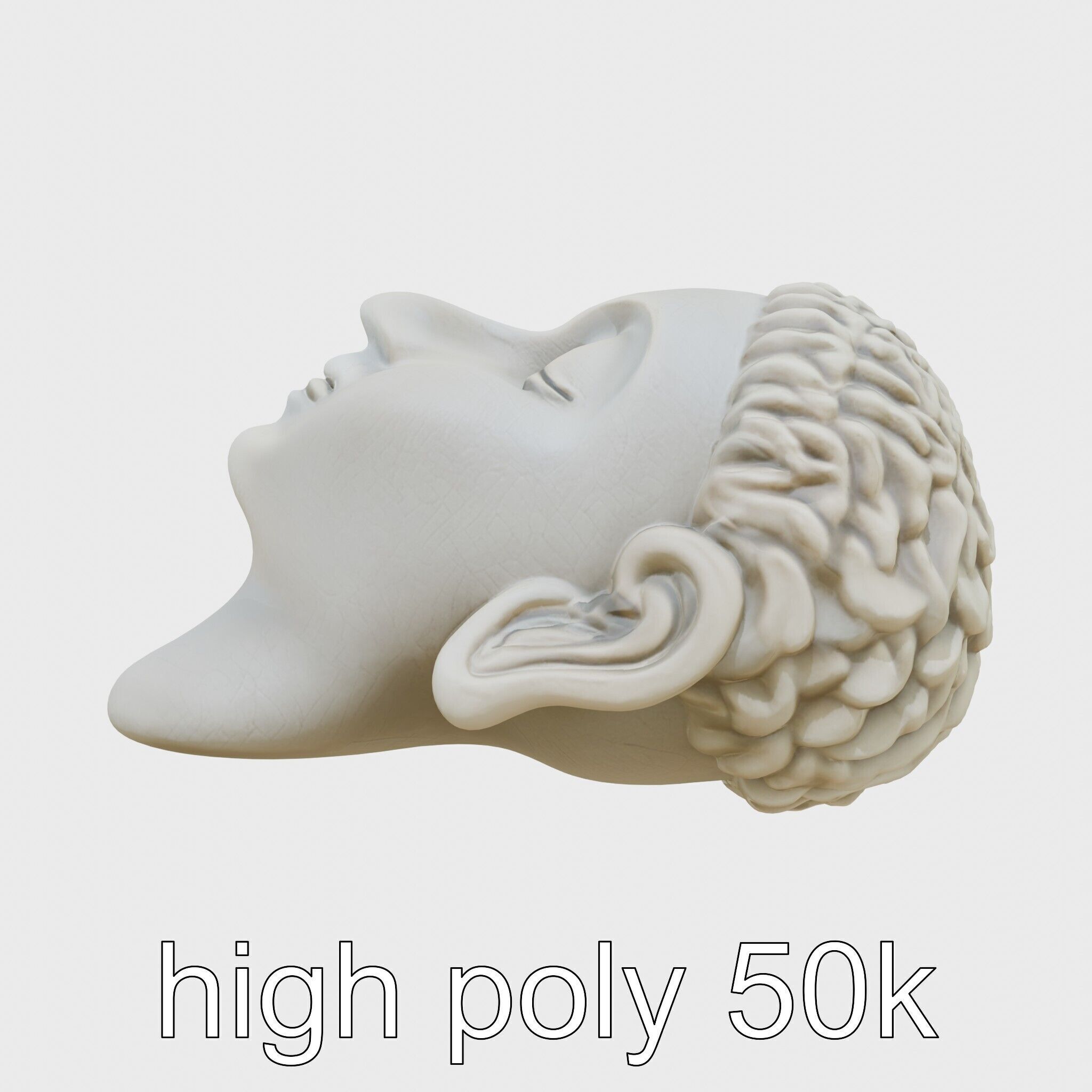Serene Face Profile Sculpture for Meditation Environments Low-poly 3D model_20