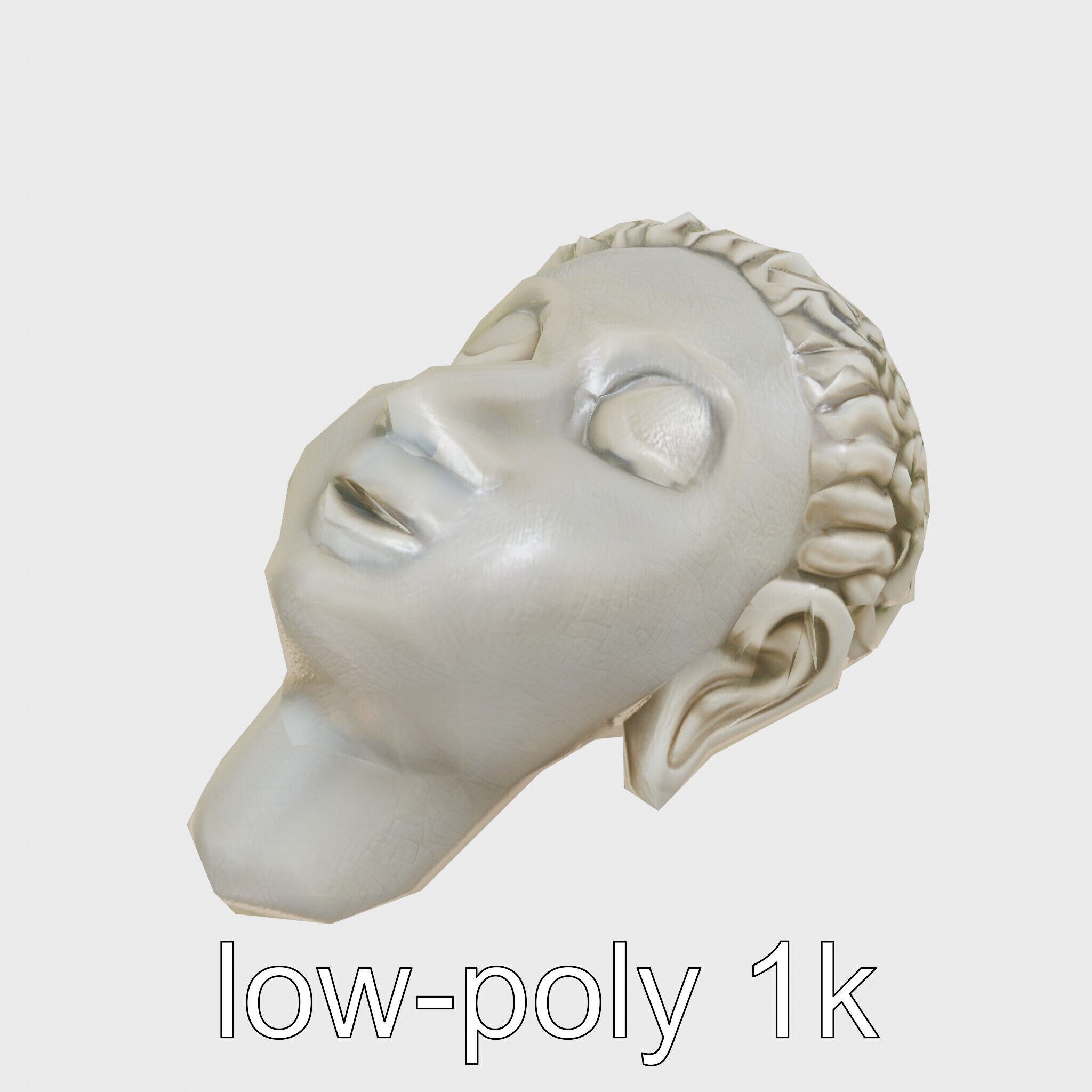 Serene Face Profile Sculpture for Meditation Environments Low-poly 3D model_15