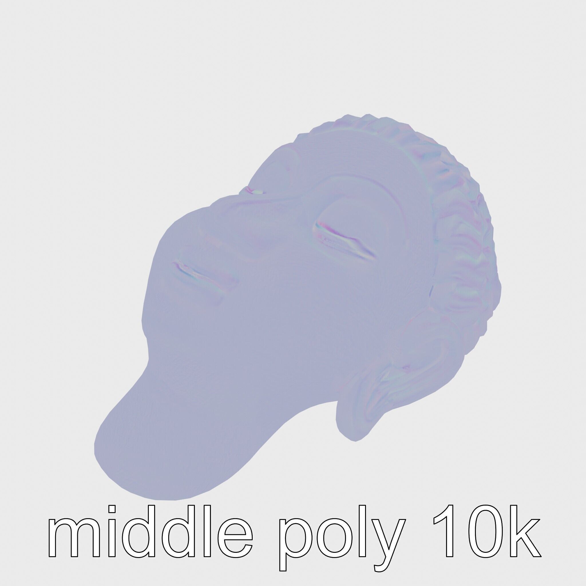 Serene Face Profile Sculpture for Meditation Environments Low-poly 3D model_19