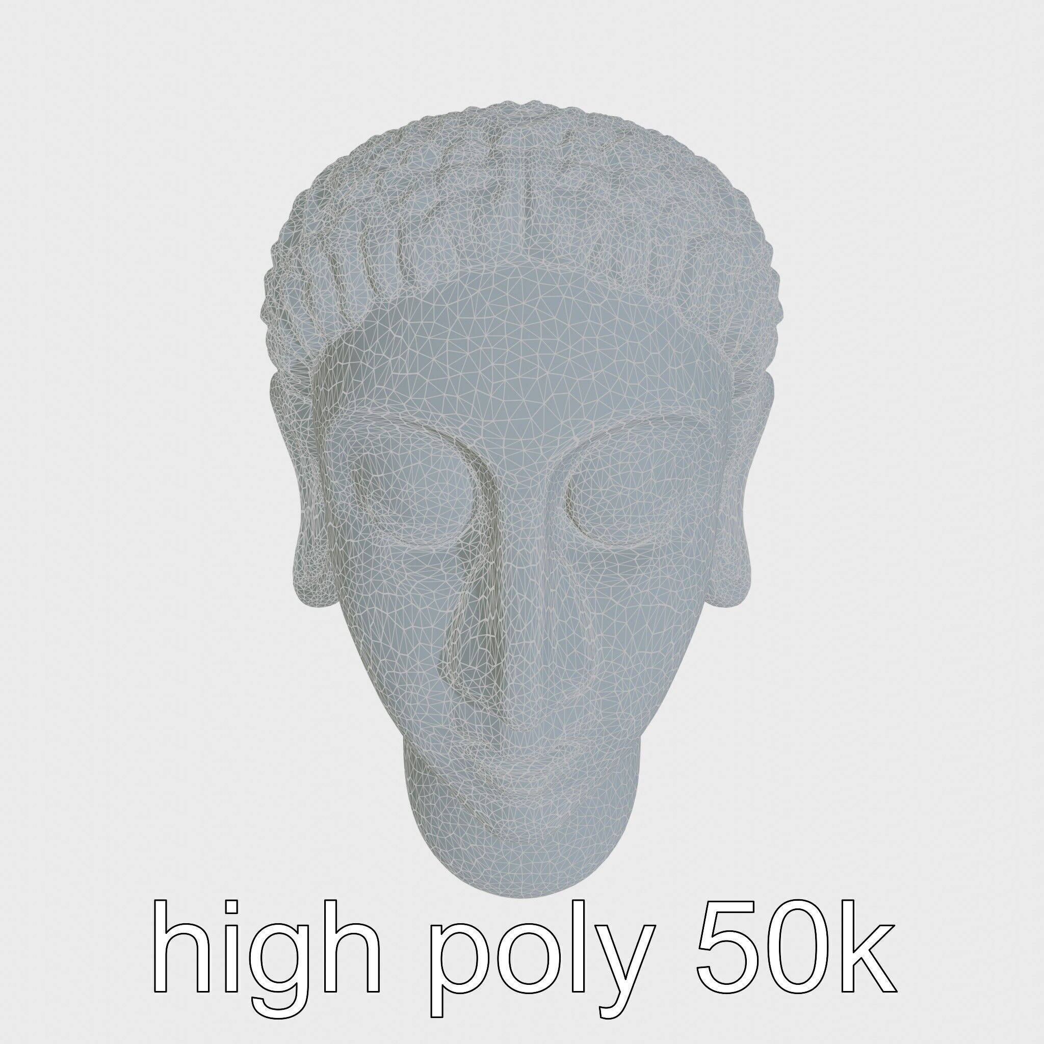 Serene Face Profile Sculpture for Meditation Environments Low-poly 3D model_8