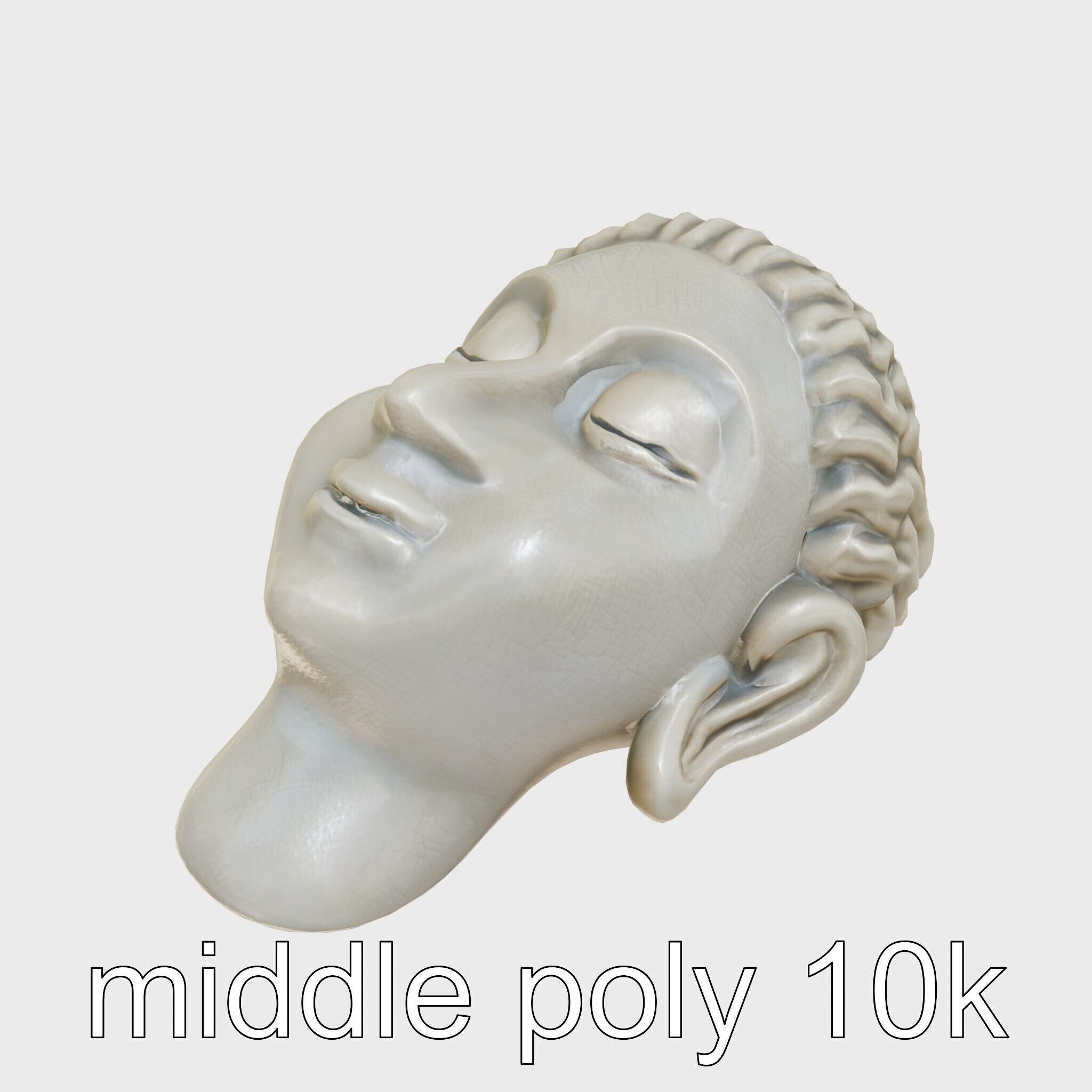 Serene Face Profile Sculpture for Meditation Environments Low-poly 3D model_12
