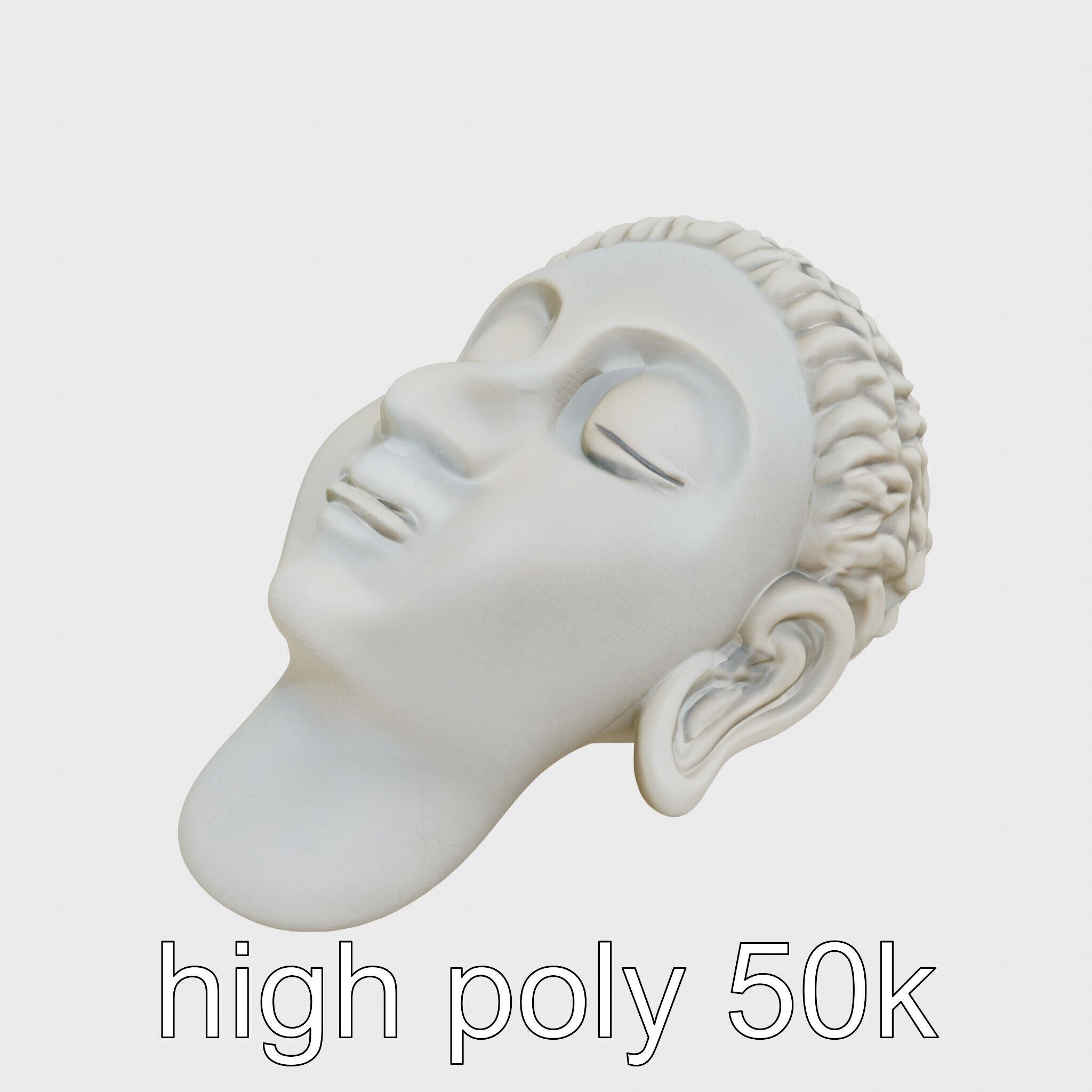 Serene Face Profile Sculpture for Meditation Environments Low-poly 3D model_32