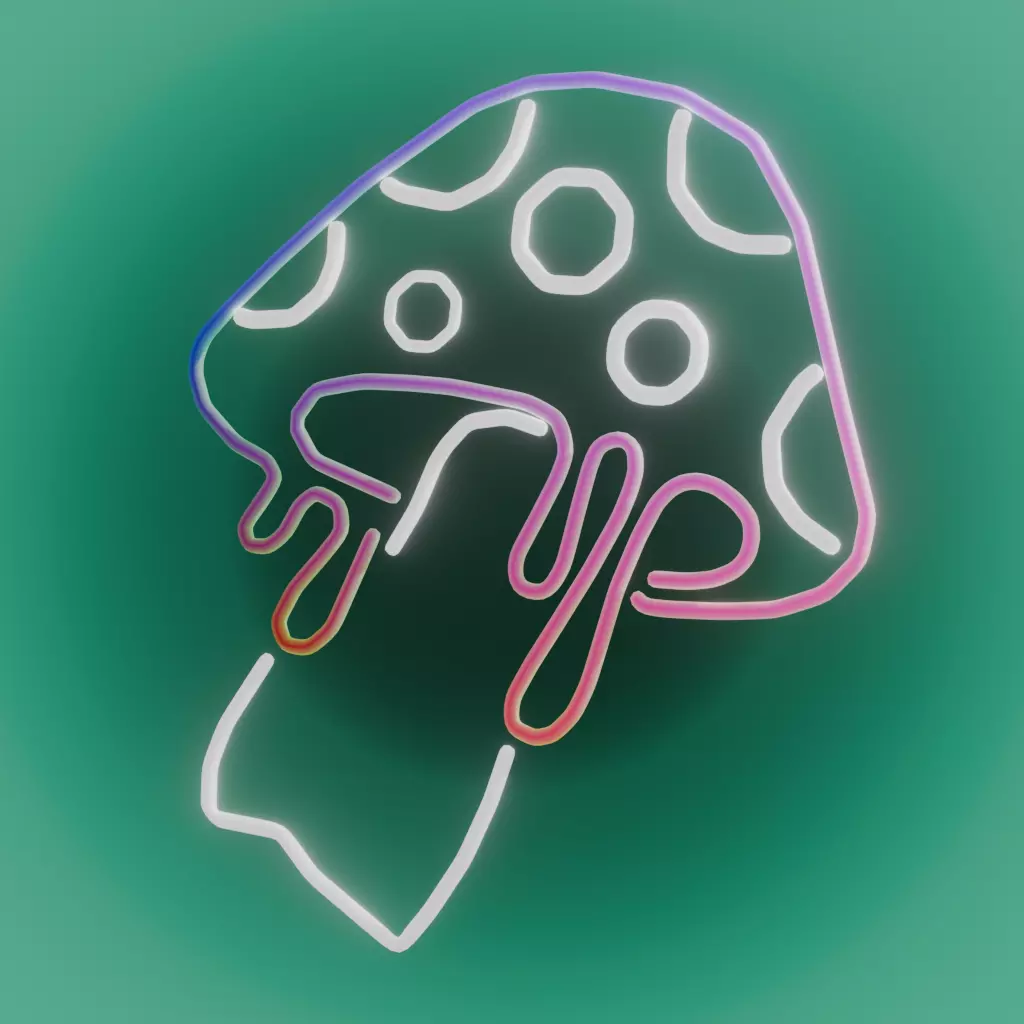 Neon Shroom Sign Low-poly 3D model_0