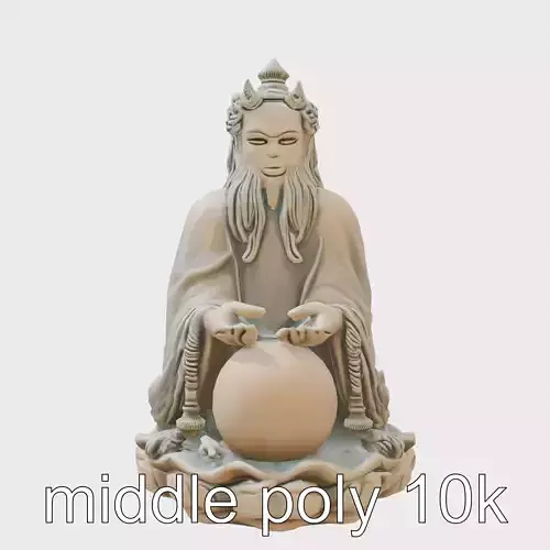 Zen Guardian Icon Meditative Lotus Pose Sculpture Low-poly 3D model