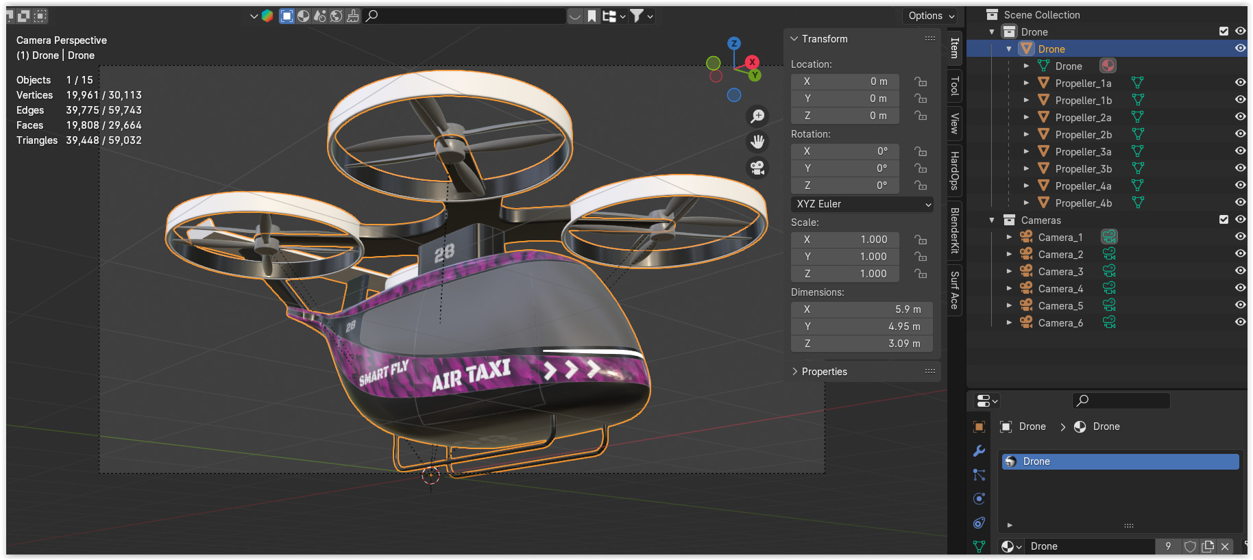 Air taxi 2025 PBR 3D model_11