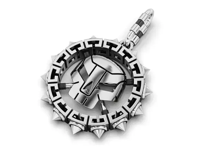 Skull Spiked Gear Pendant 3D print model