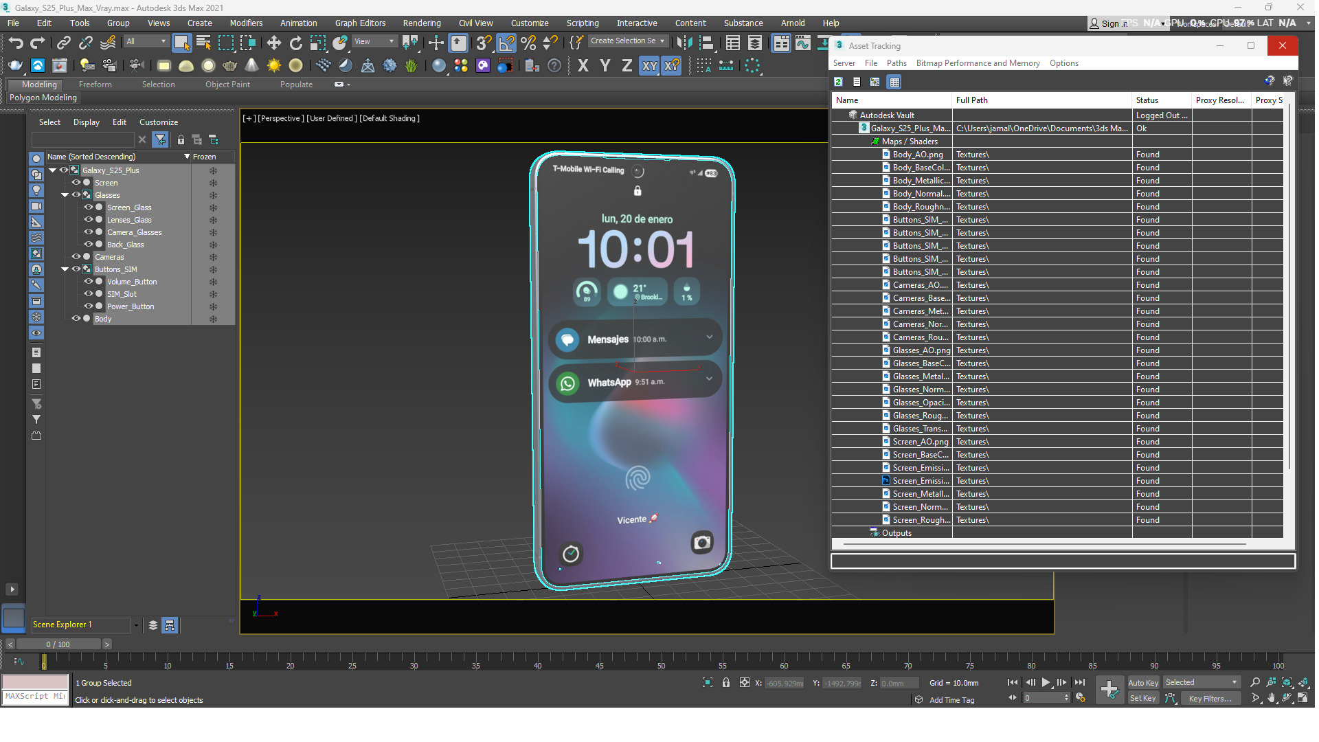 Galaxy S25 Plus Navy Low-poly 3D model_15