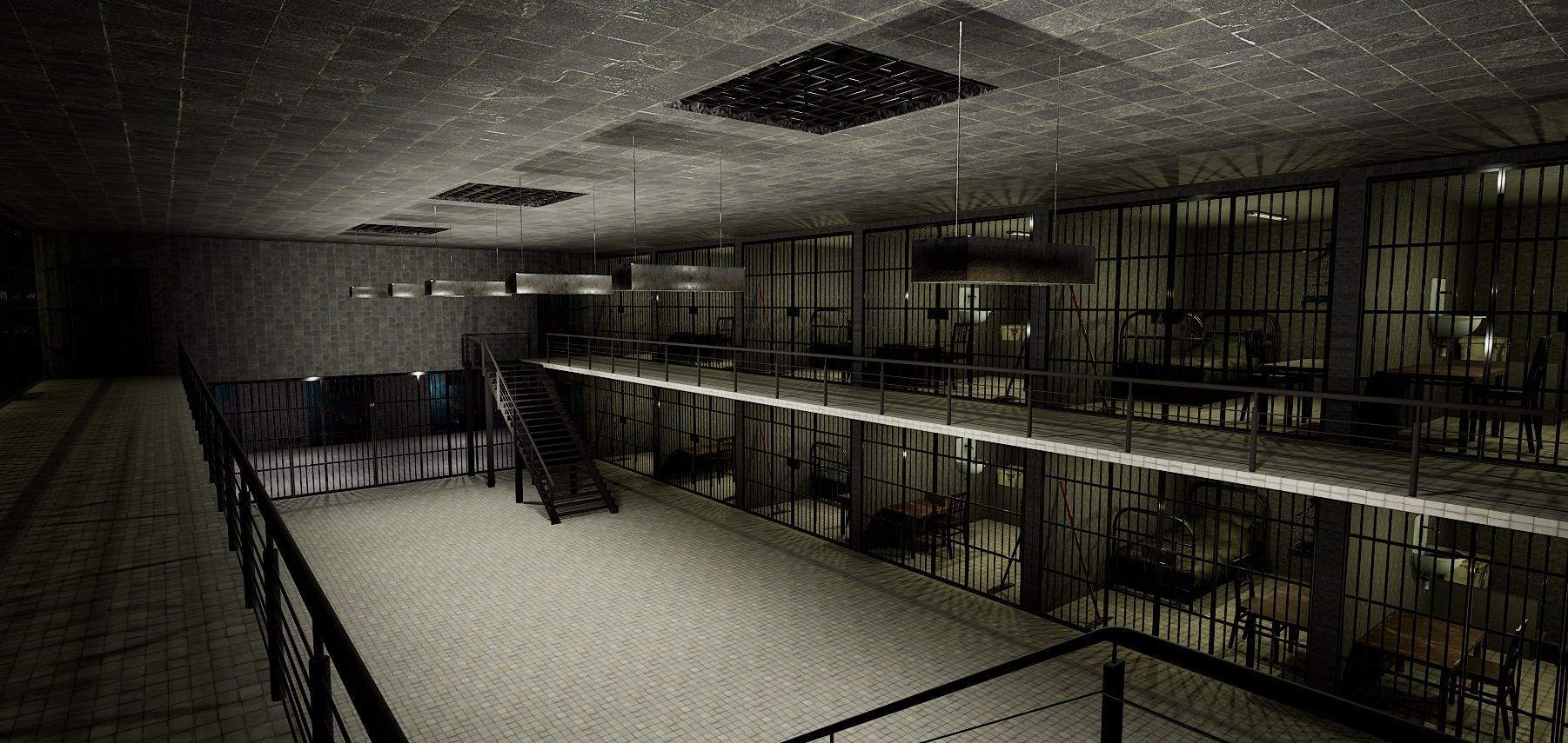 The Darkcell Prison Silent Wards 24 Cell 2 Storey Facility 3D model_17