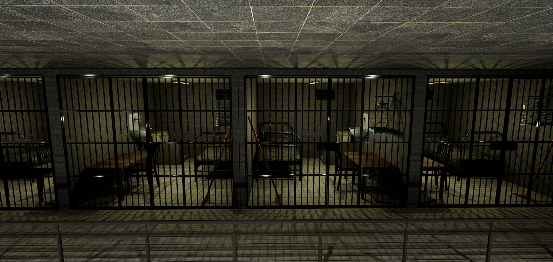 The Darkcell Prison Silent Wards 24 Cell 2 Storey Facility 3D model_14