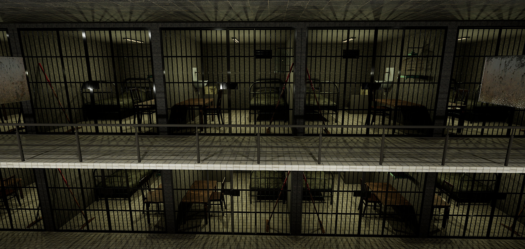 The Darkcell Prison Silent Wards 24 Cell 2 Storey Facility 3D model_16