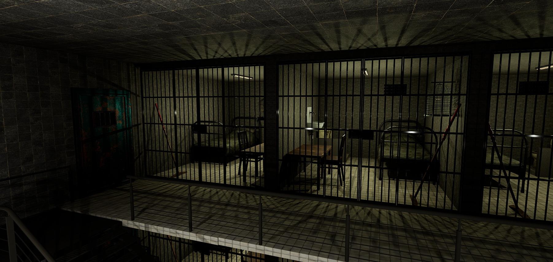 The Darkcell Prison Silent Wards 24 Cell 2 Storey Facility 3D model_15