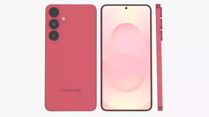 Galaxy S25 Plus Coralred Low-poly 3D model