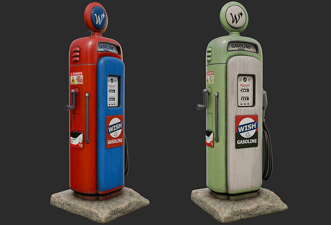 Vintage Gas Pump Low-poly 3D model