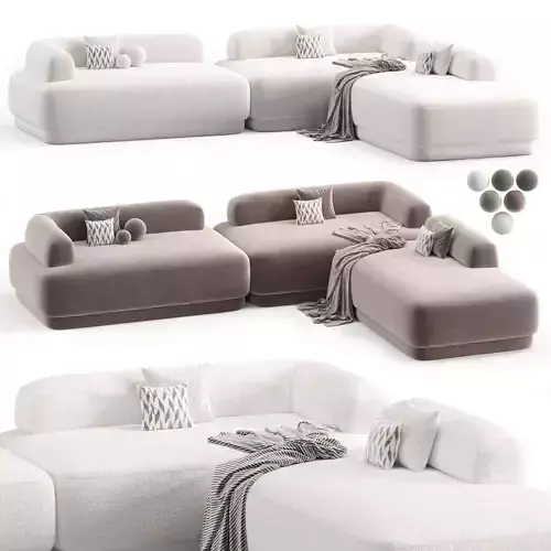 bumper sectional sofa Low-poly 3D model
