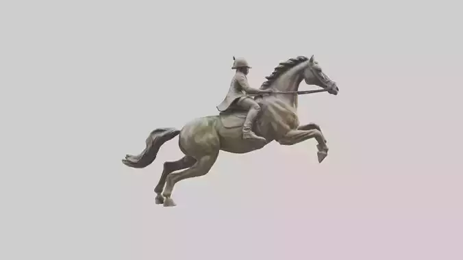 Horse and Rider Jumping statue model Low-poly 3D model