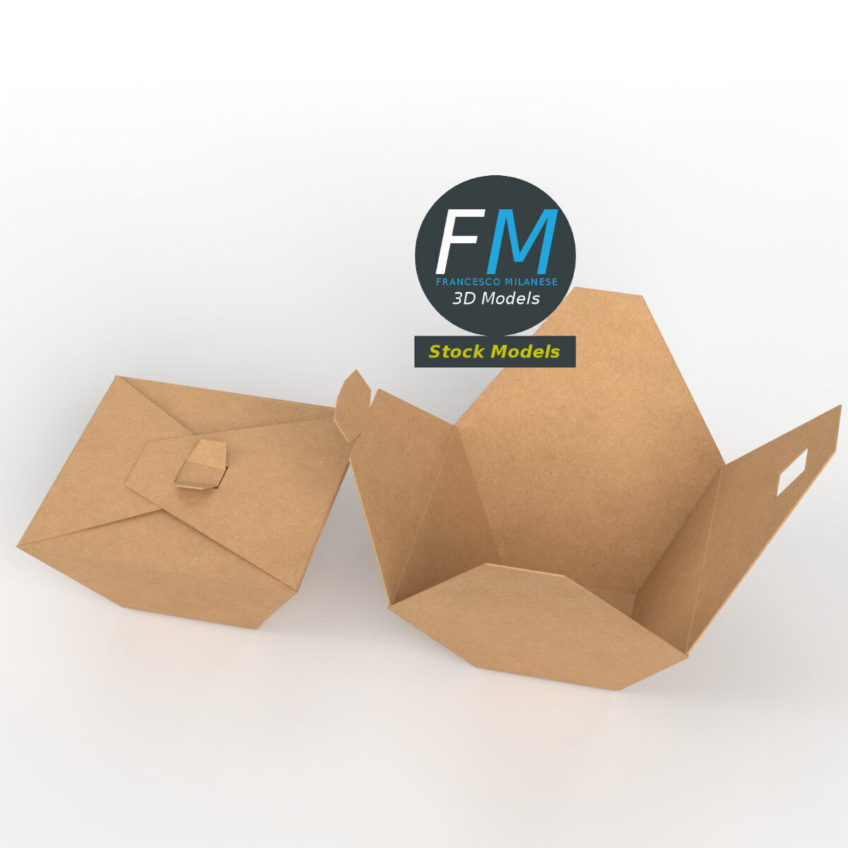 Takeaway delivery food packages Low-poly 3D model_2
