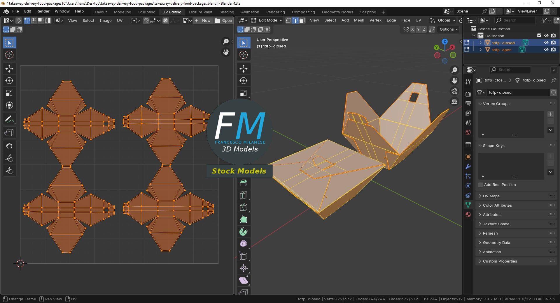 Takeaway delivery food packages Low-poly 3D model_10