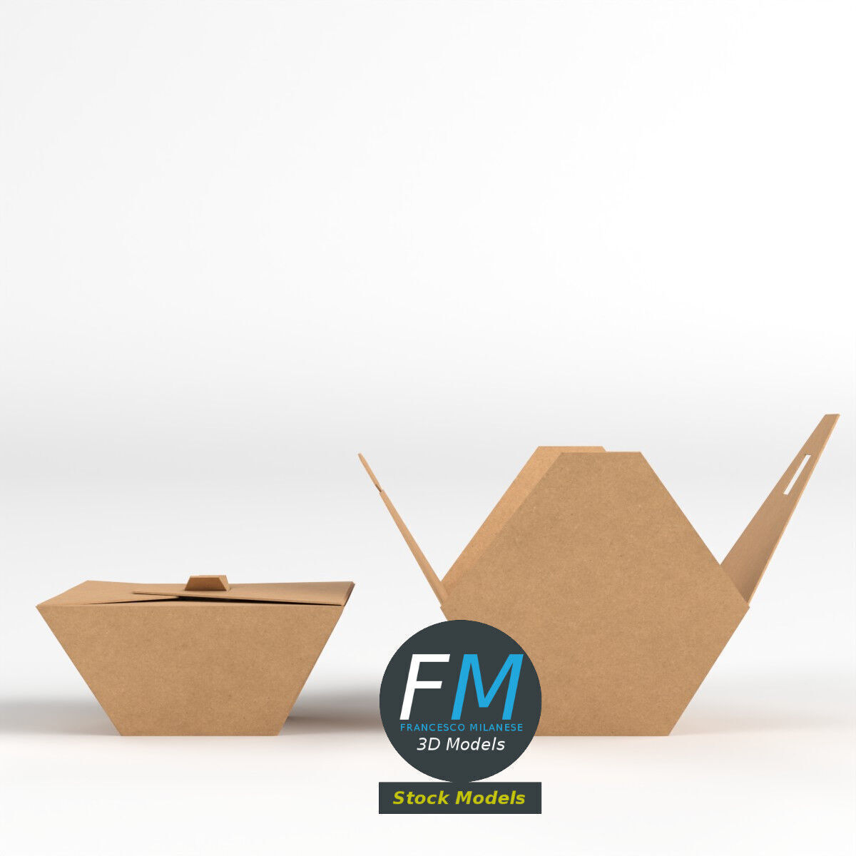 Takeaway delivery food packages Low-poly 3D model_3