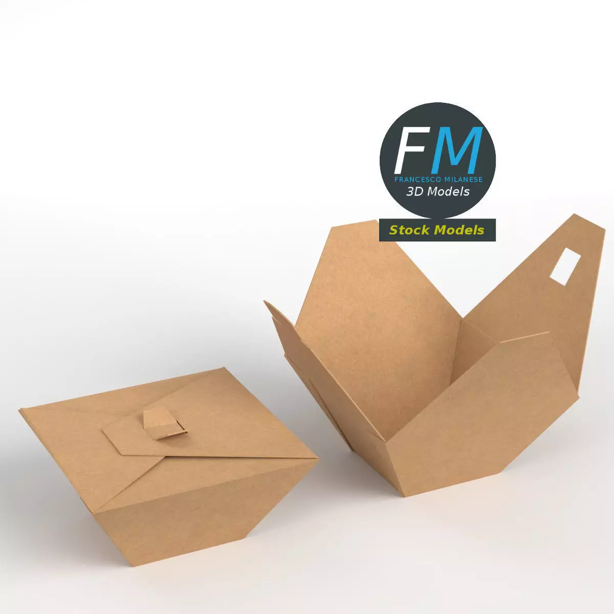 Takeaway delivery food packages Low-poly 3D model_0