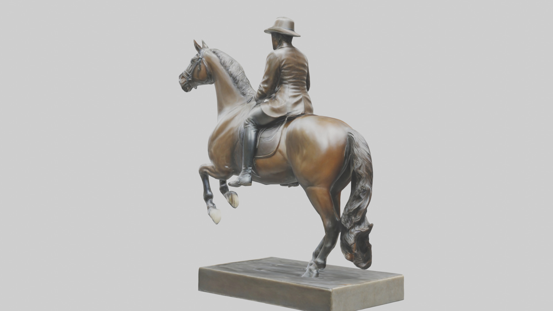 Horse Rider in Dressage statue model Low-poly 3D model_1