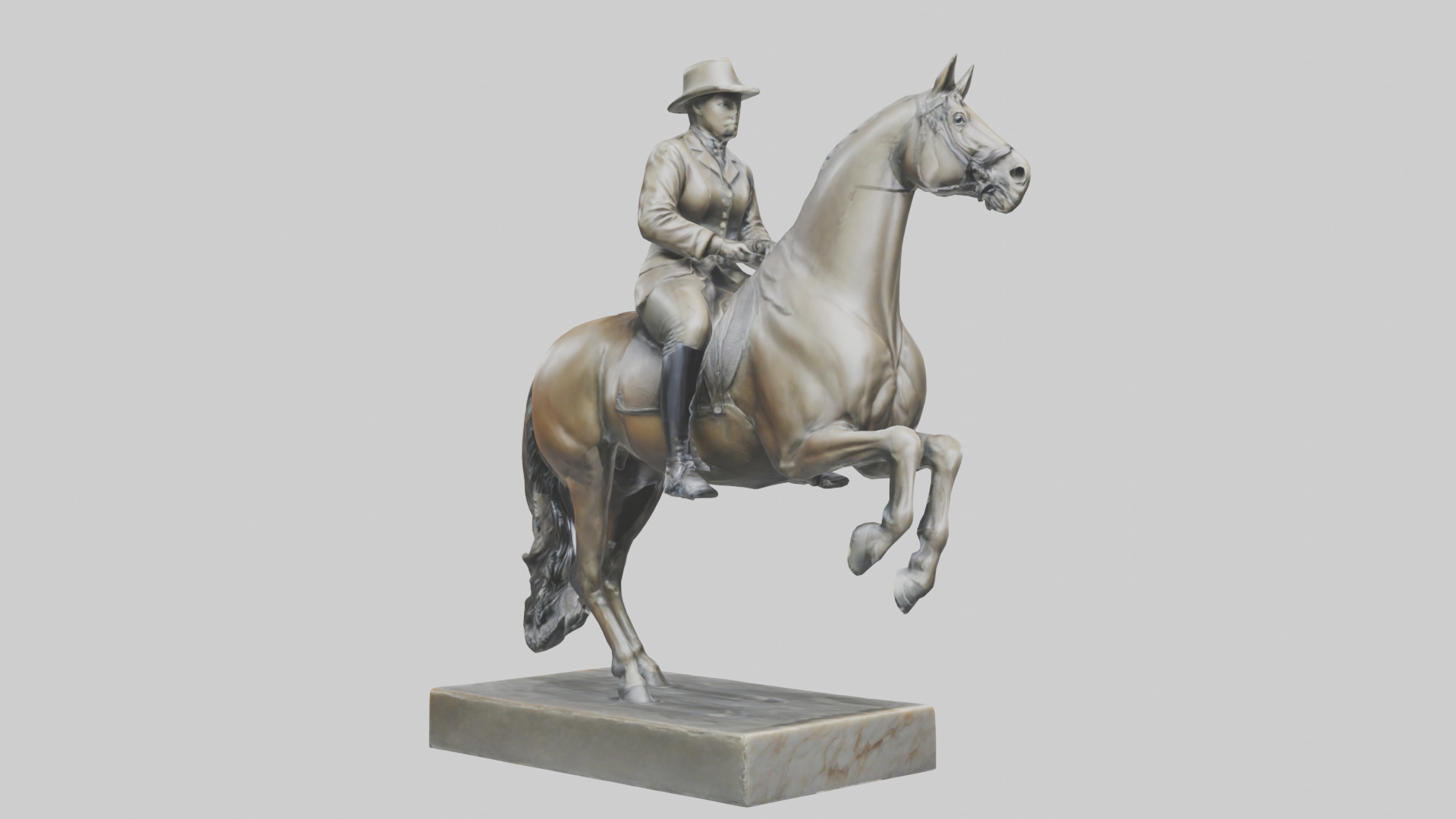 Horse Rider in Dressage statue model Low-poly 3D model_7