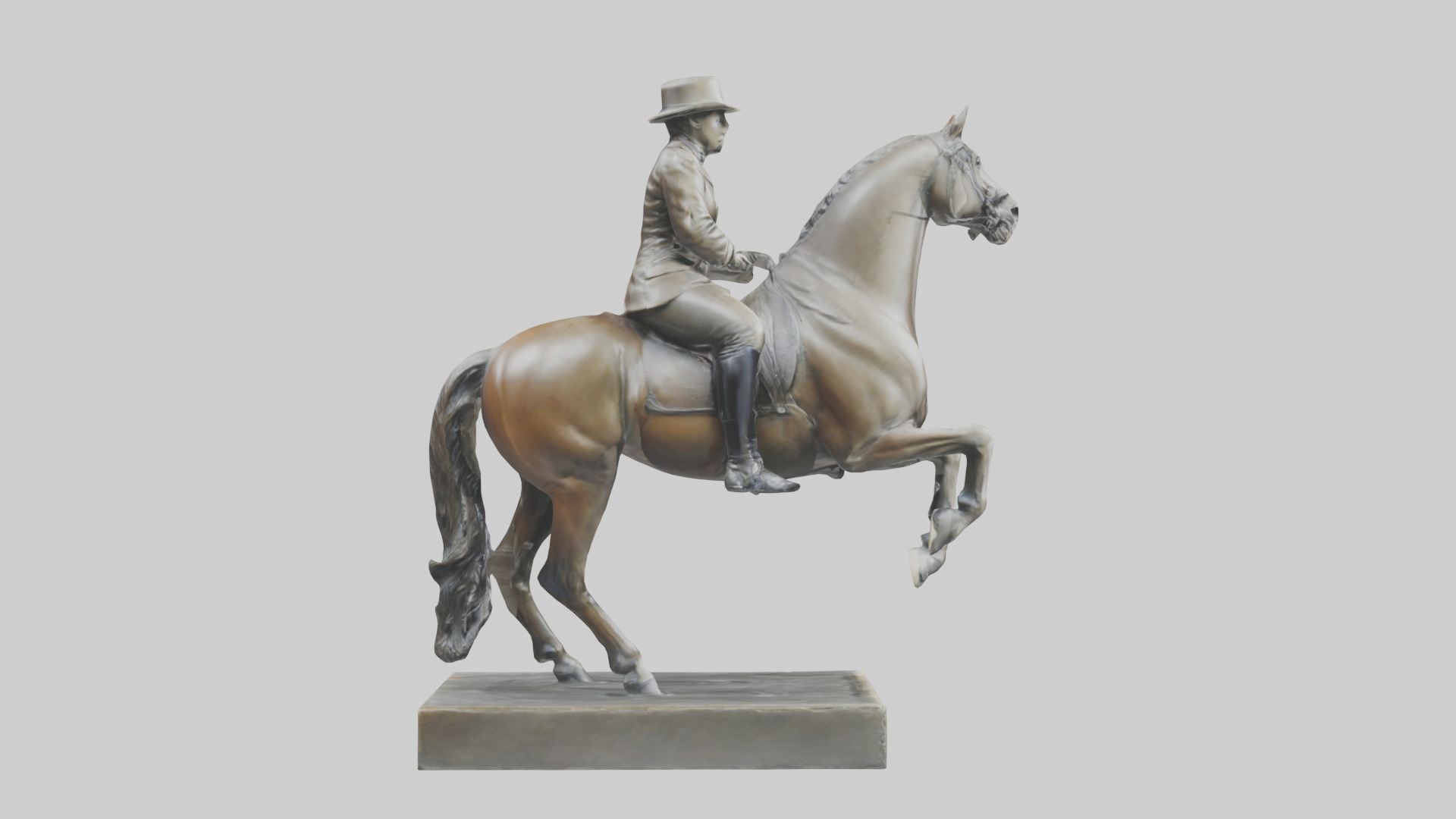 Horse Rider in Dressage statue model Low-poly 3D model_13