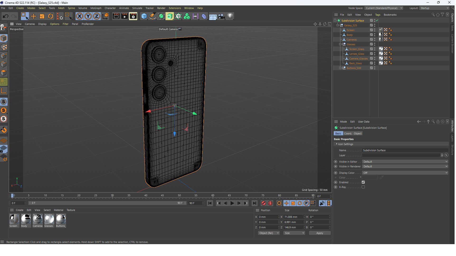 Galaxy S25 Blueblack Low-poly 3D model_11