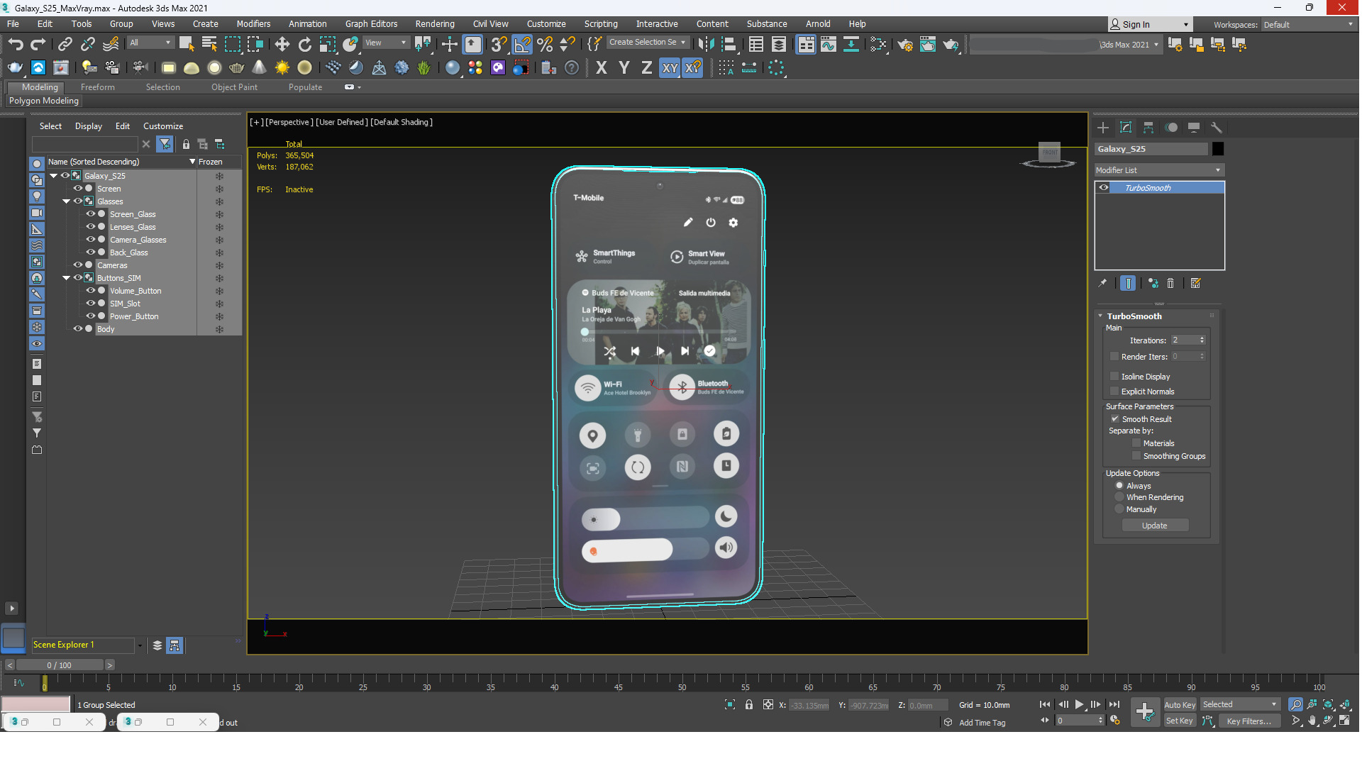 Galaxy S25 Blueblack Low-poly 3D model_10
