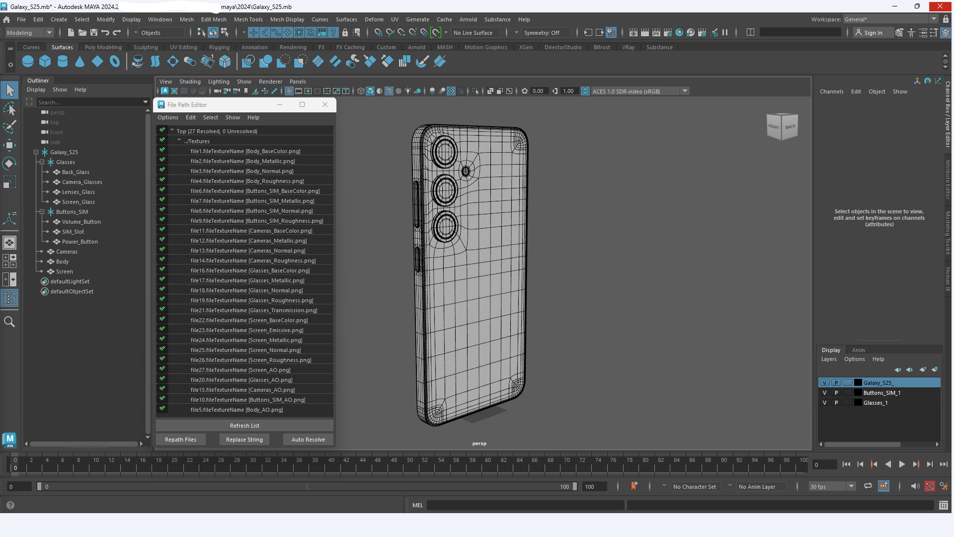 Galaxy S25 Blueblack Low-poly 3D model_9