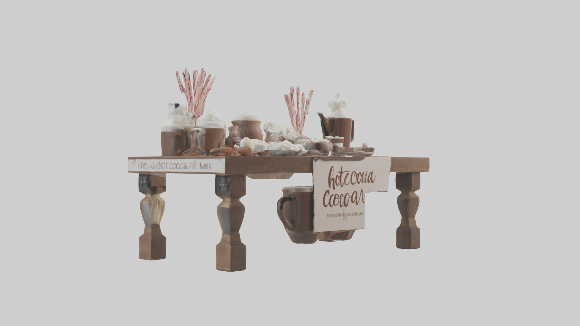 Hot Cocoa Bar Setup model Low-poly 3D model_11