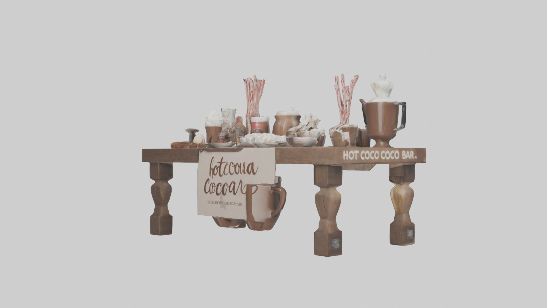 Hot Cocoa Bar Setup model Low-poly 3D model_10
