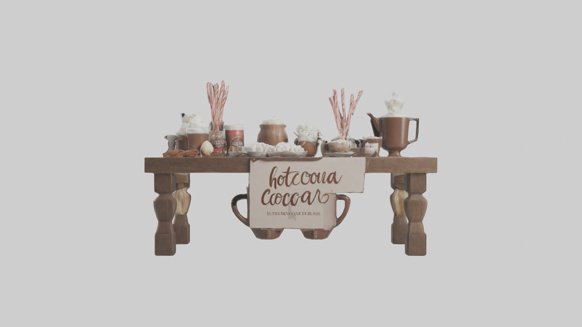Hot Cocoa Bar Setup model Low-poly 3D model_9