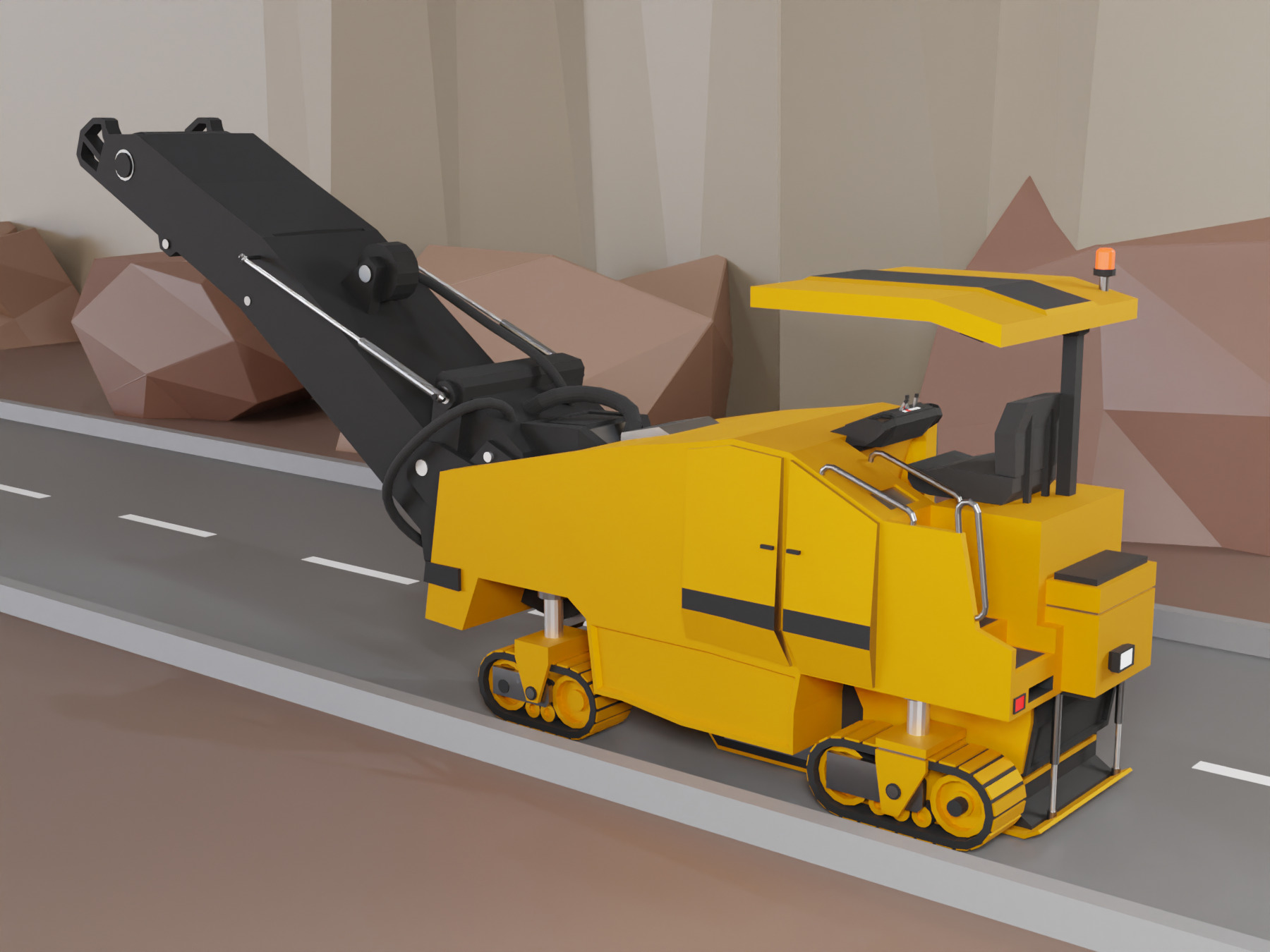 Cold Planer Heavy Vehicle Low-poly 3D model_2