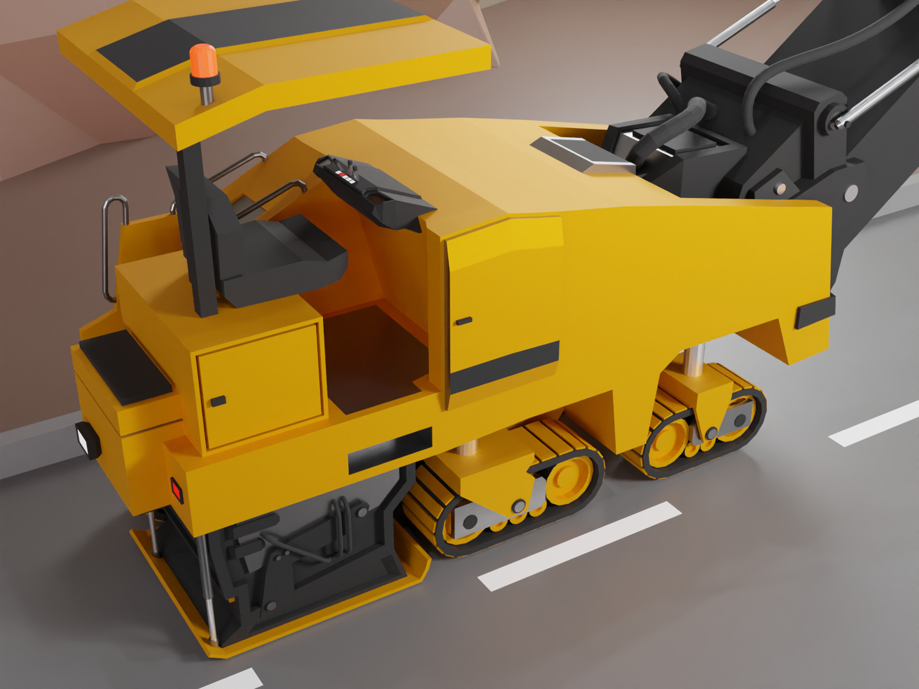 Cold Planer Heavy Vehicle Low-poly 3D model_4