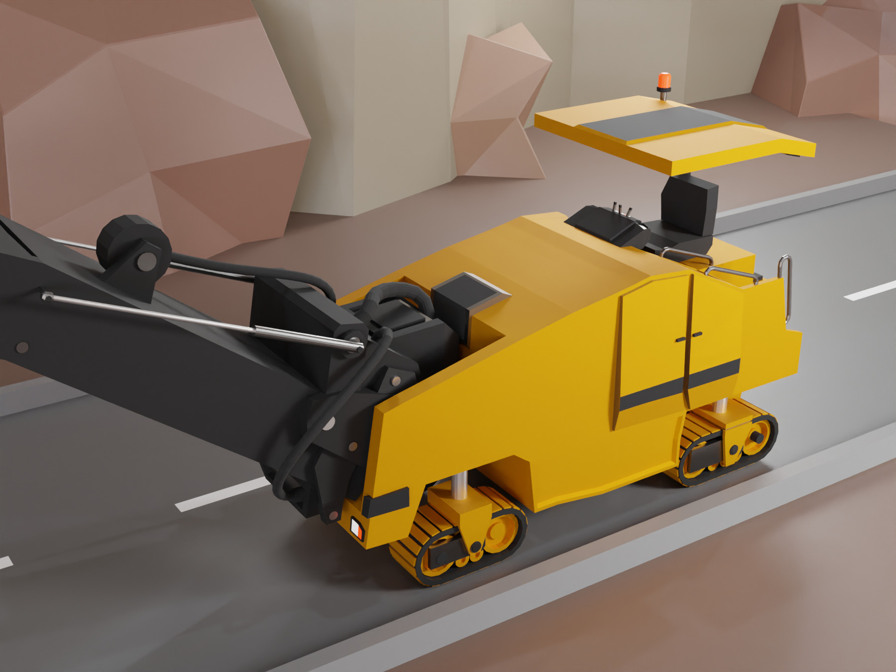 Cold Planer Heavy Vehicle Low-poly 3D model_5