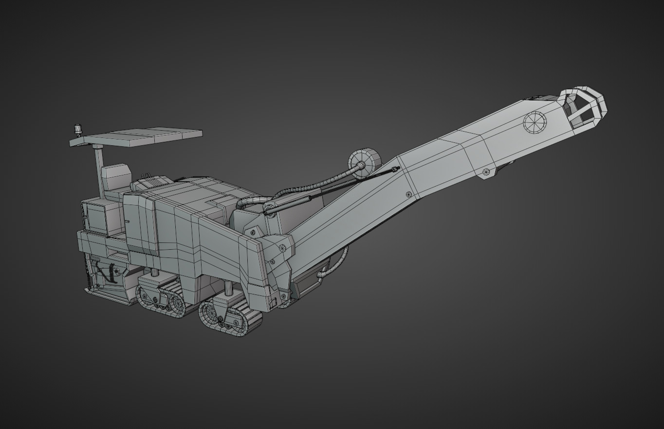 Cold Planer Heavy Vehicle Low-poly 3D model_9
