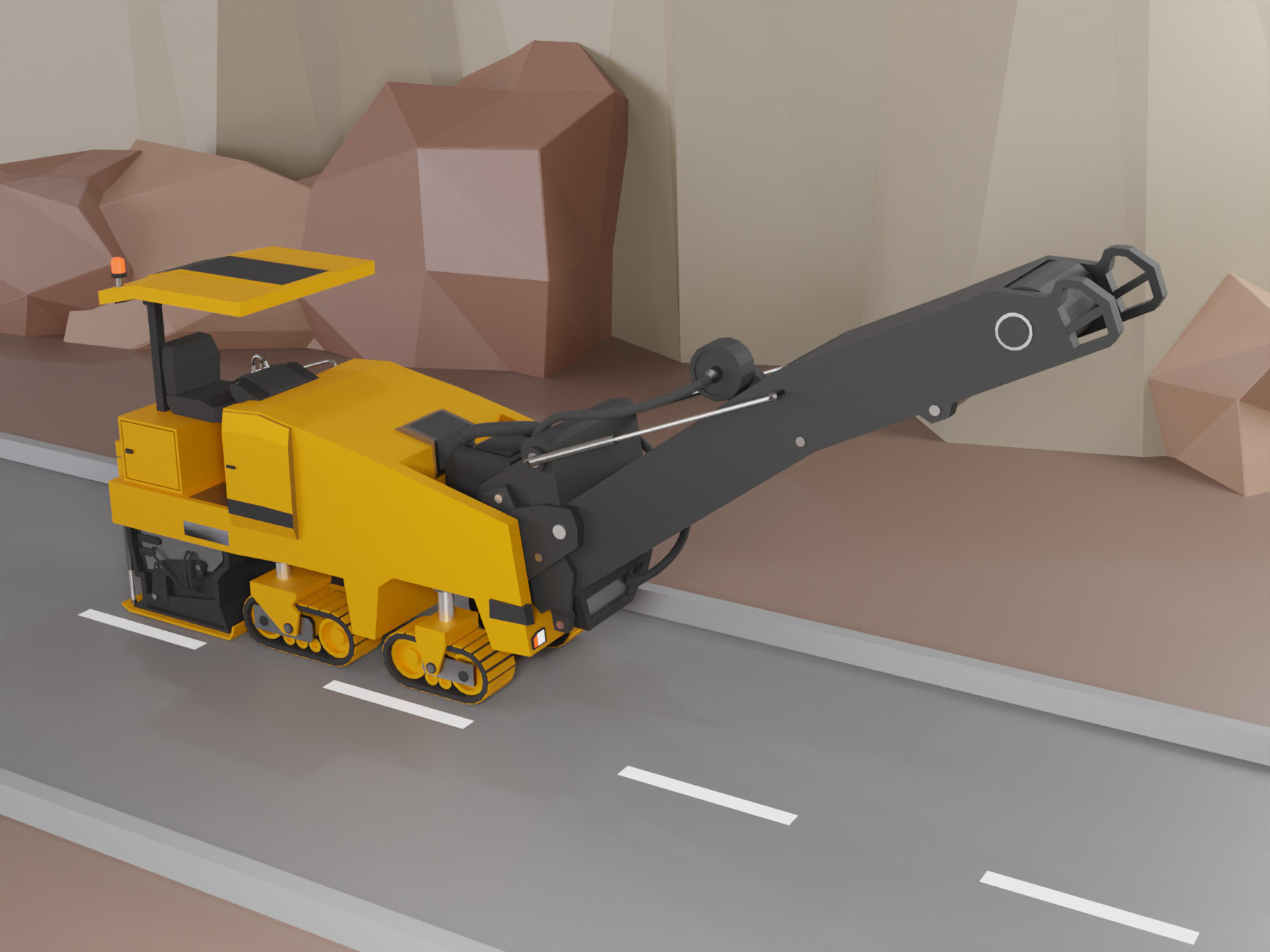 Cold Planer Heavy Vehicle Low-poly 3D model_1