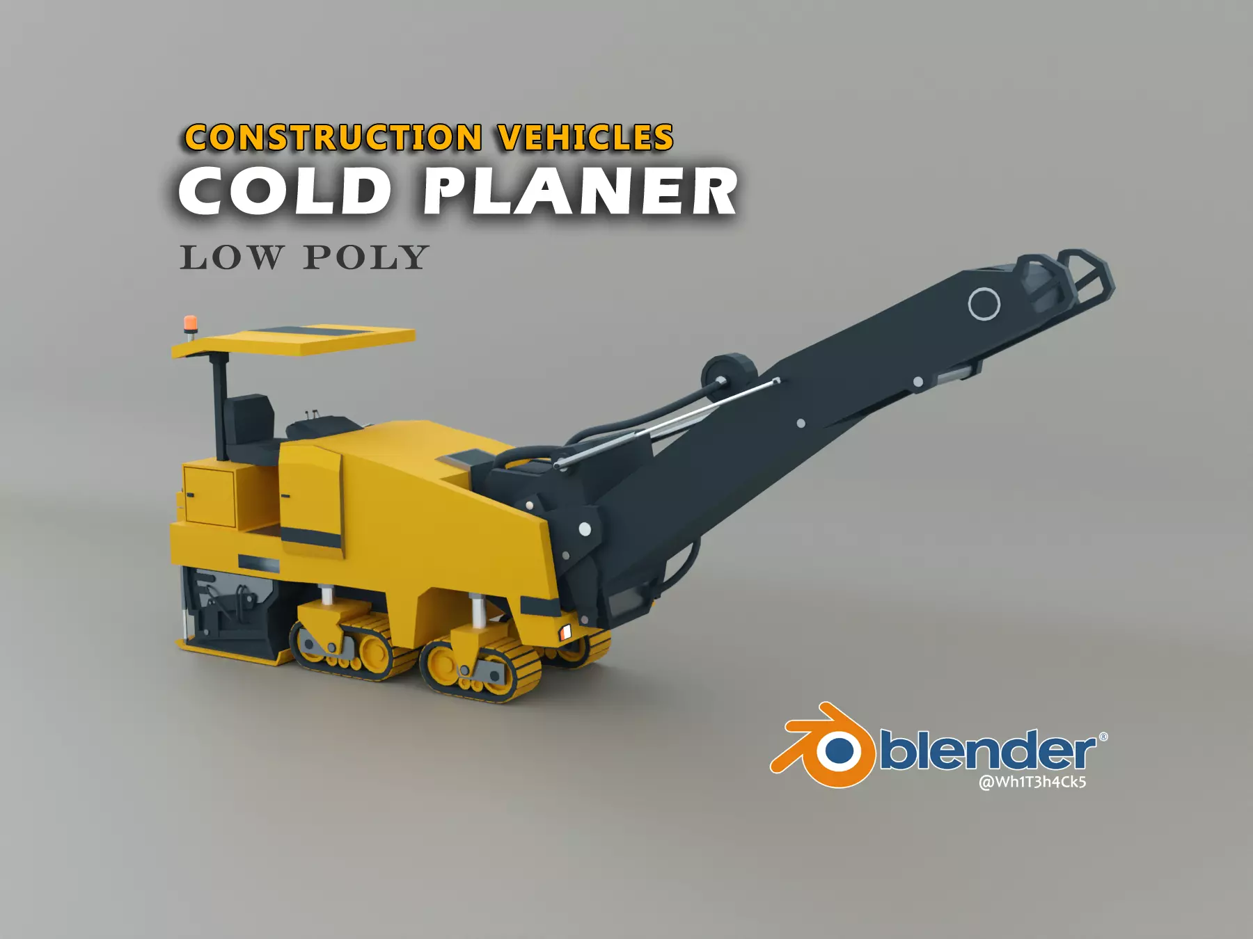 Cold Planer Heavy Vehicle Low-poly 3D model_0