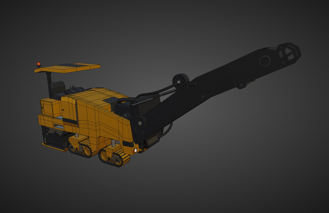 Cold Planer Heavy Vehicle Low-poly 3D model_8