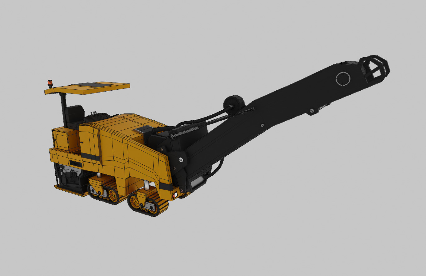 Cold Planer Heavy Vehicle Low-poly 3D model_7