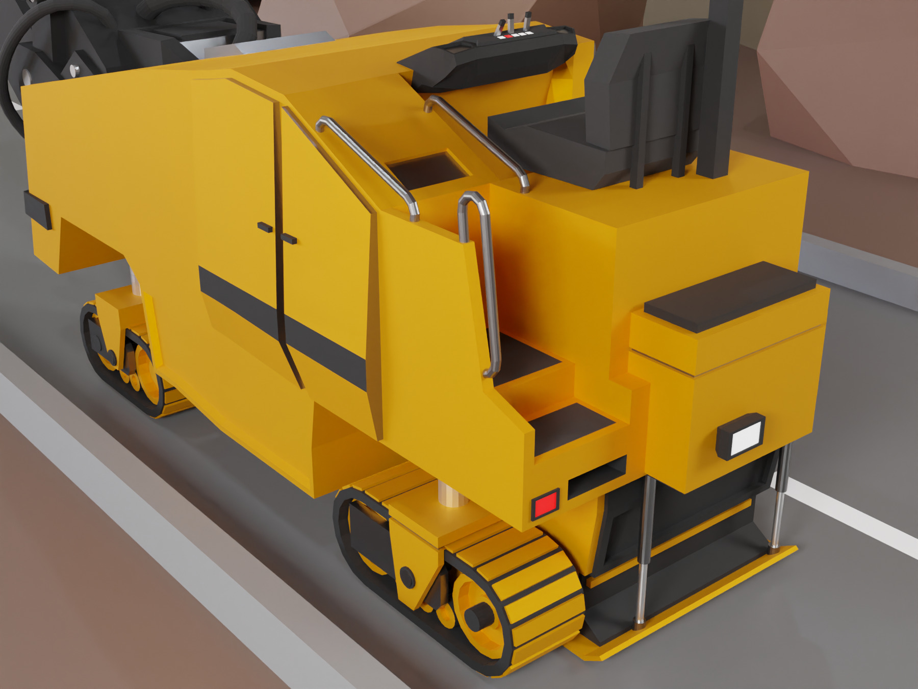 Cold Planer Heavy Vehicle Low-poly 3D model_6