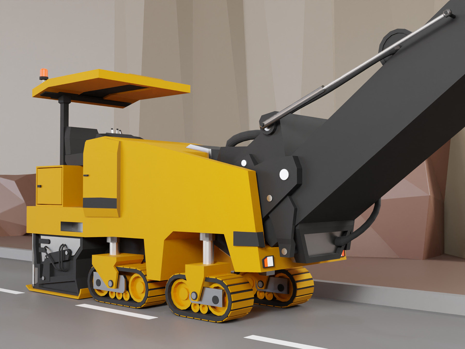 Cold Planer Heavy Vehicle Low-poly 3D model_3