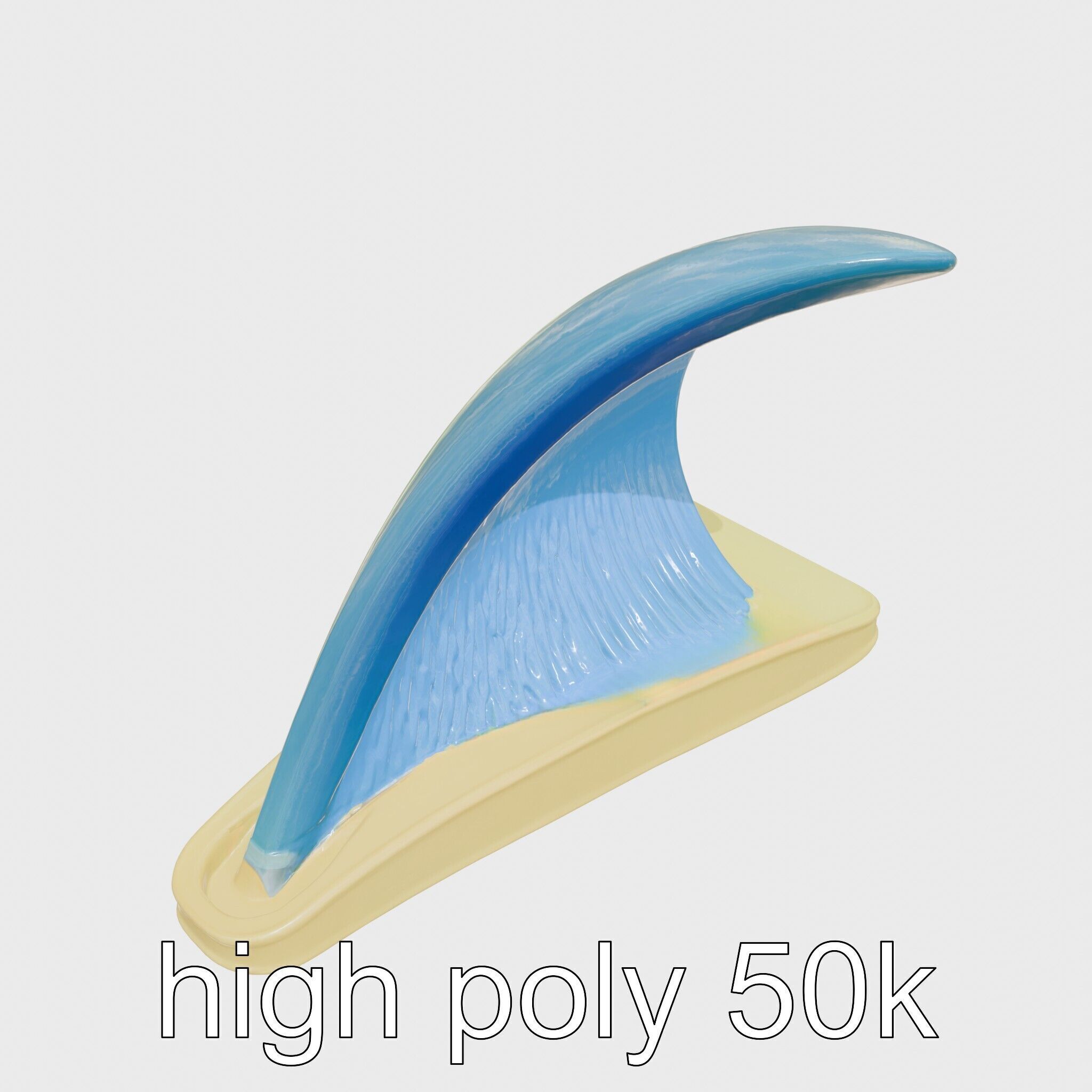 Marine Surfboard Fin with Curved Blade Design Low-poly 3D model_11