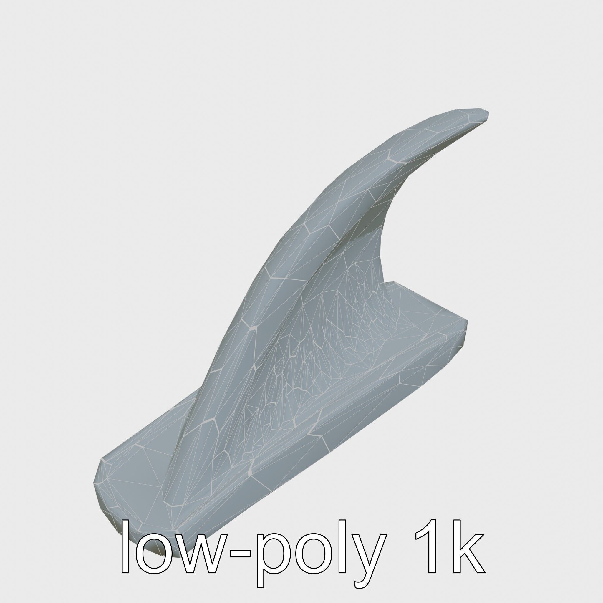 Marine Surfboard Fin with Curved Blade Design Low-poly 3D model_14