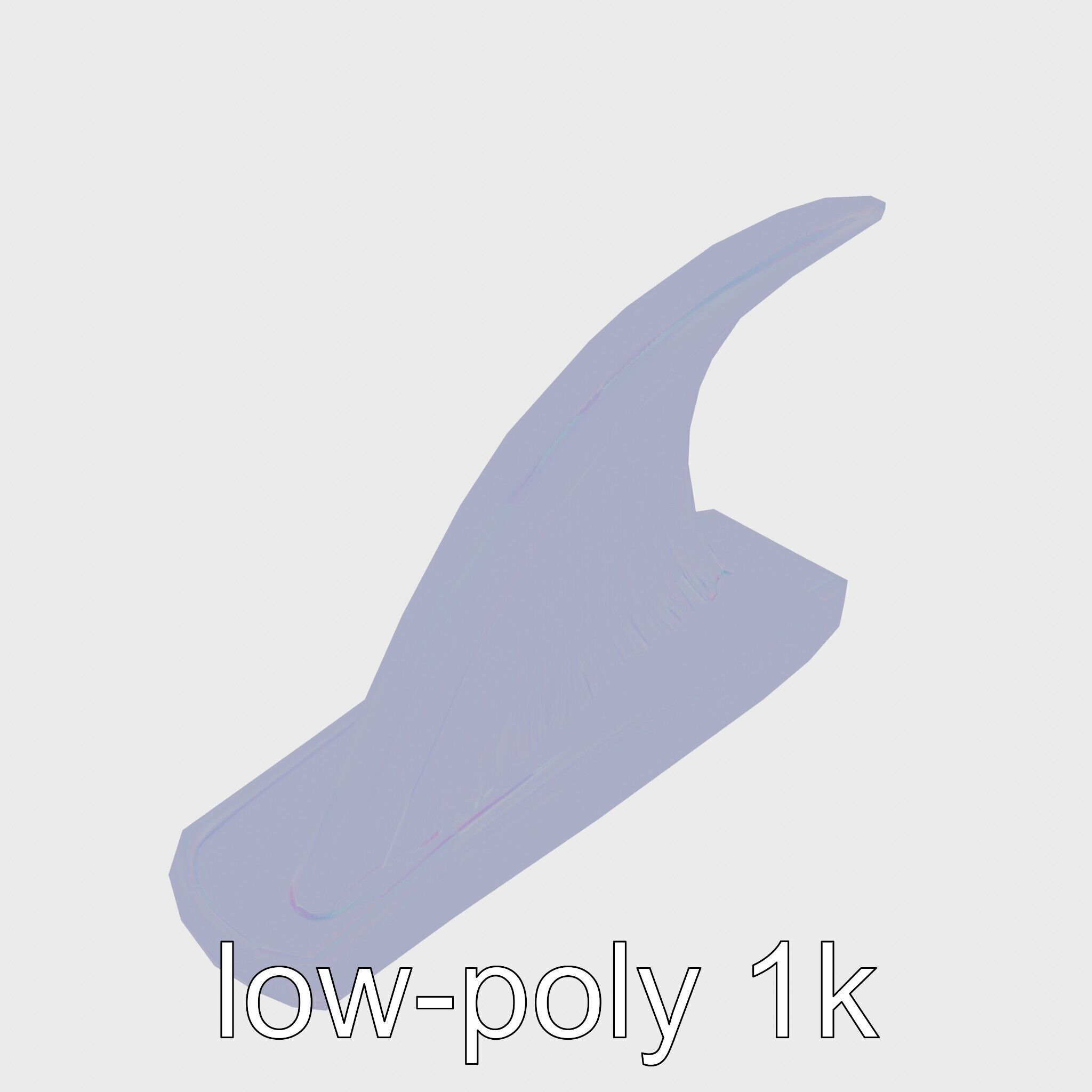 Marine Surfboard Fin with Curved Blade Design Low-poly 3D model_18