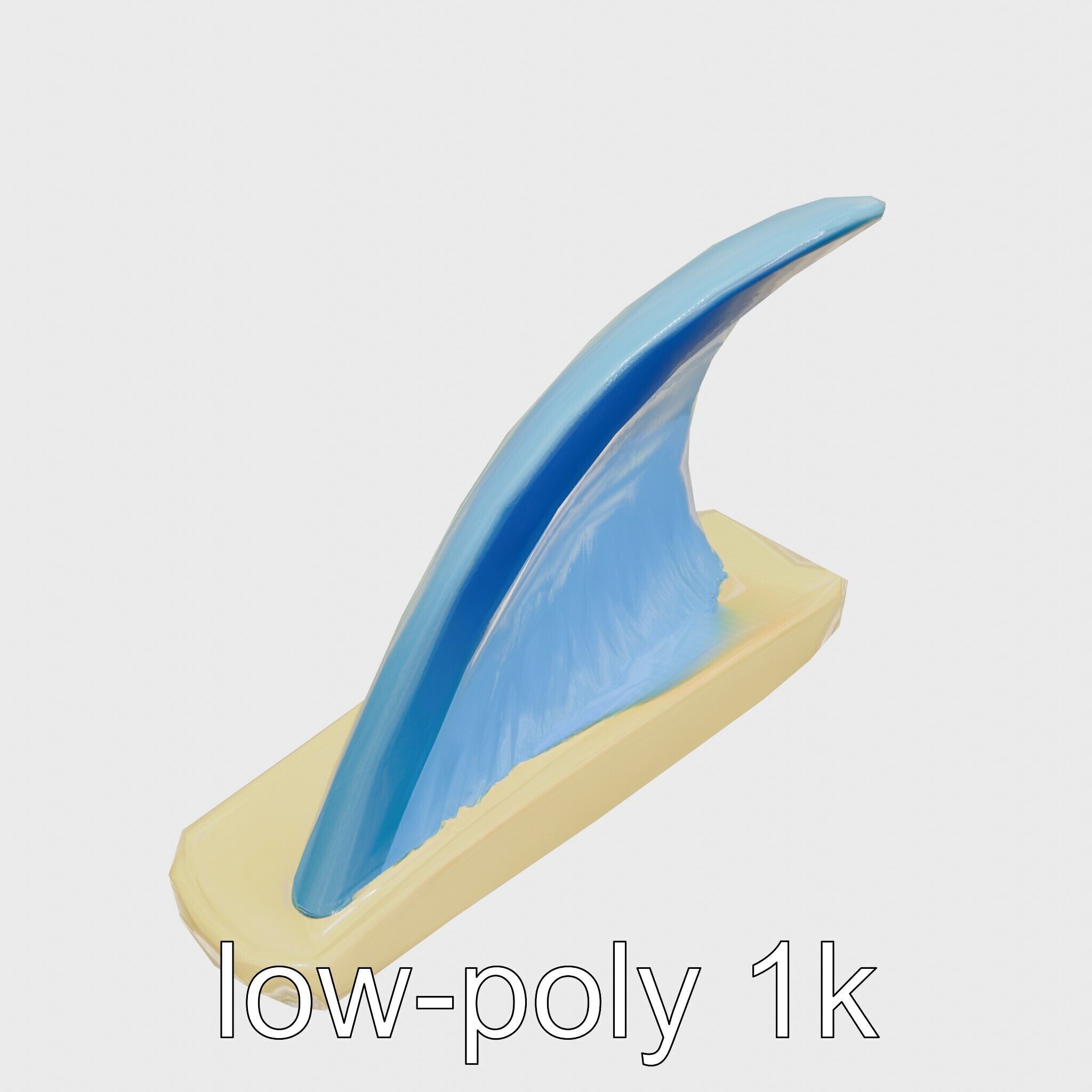 Marine Surfboard Fin with Curved Blade Design Low-poly 3D model_13