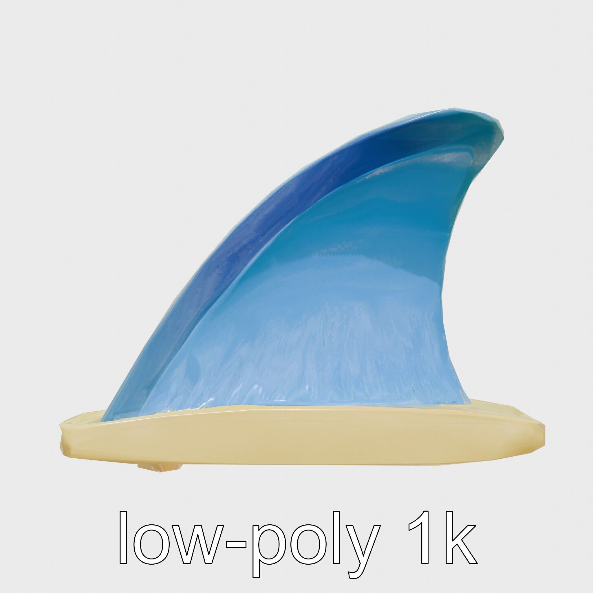 Marine Surfboard Fin with Curved Blade Design Low-poly 3D model_23